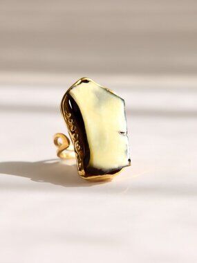 Baltic Amber Statement Ring-14k Gold Plated Sterling Silver